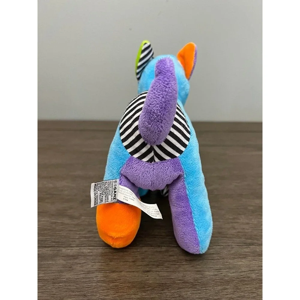 Ganz Patchwork Dog Plush Blue Purple Orange Striped Colorful Stuffed Animal Toy